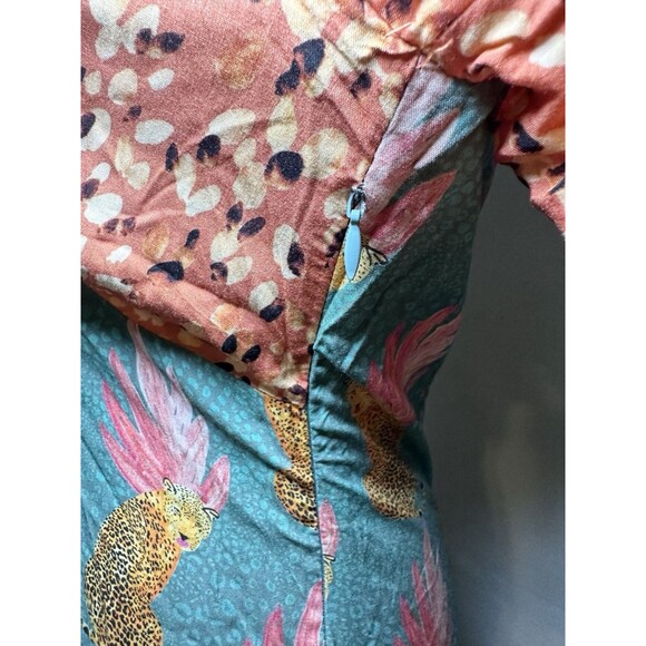 Never‎ Fully Dressed Colorful Cheetah Long Sleeve Midi Modest Dress US 6 - Picture 10 of 16